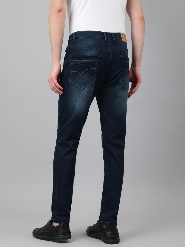 Men Dark Blue Slim Fit Mid Rise Clean Look Strechable Jeans