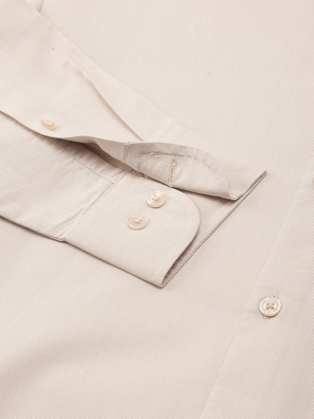 Men Beige Regular Fit Solid Formal Shirt