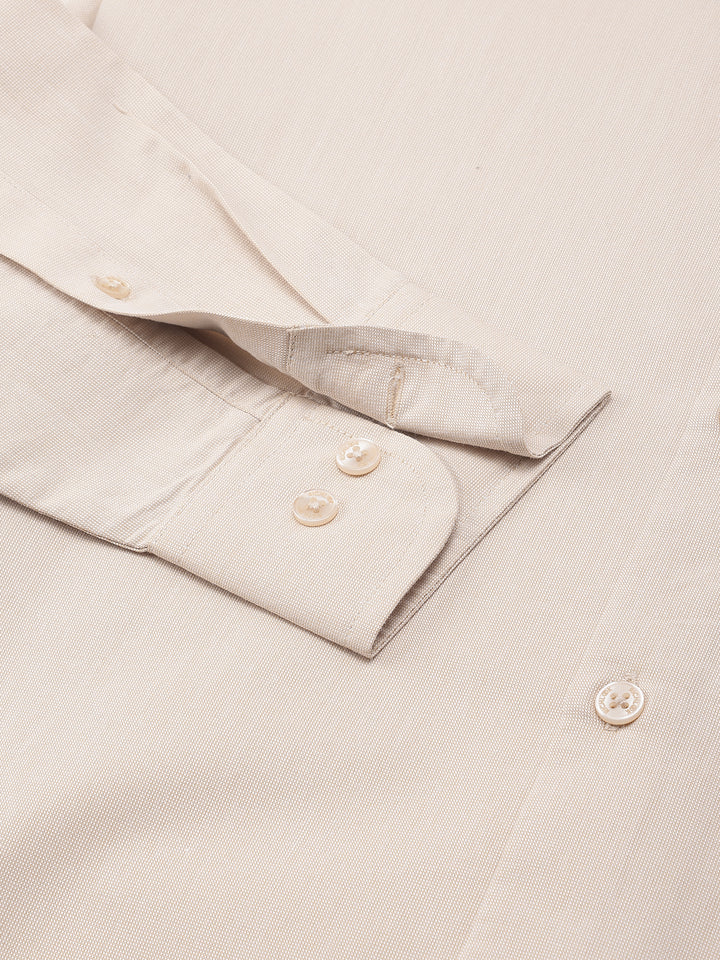 Men Beige Regular Fit Solid Formal Shirt