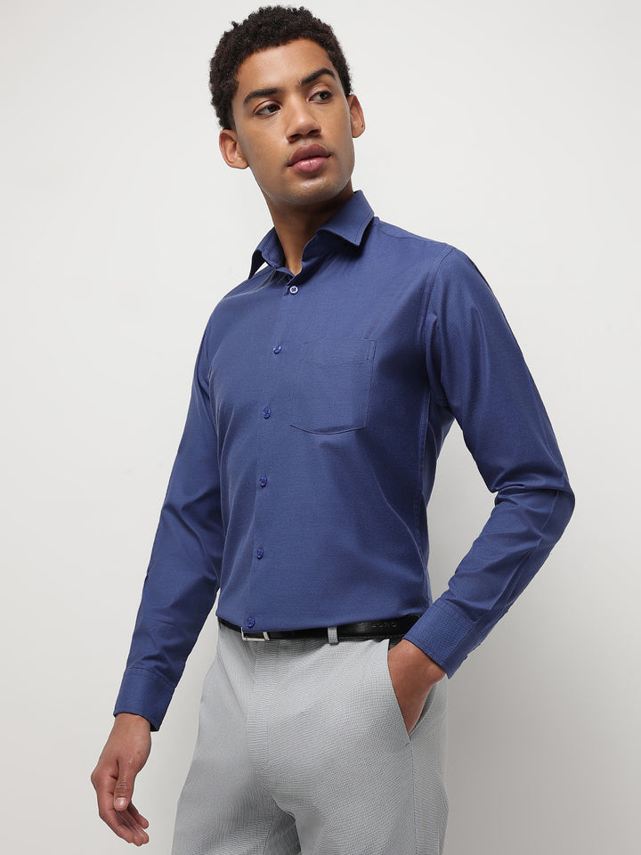 Men Ink Blue Regular Fit Solid Formal Shirt