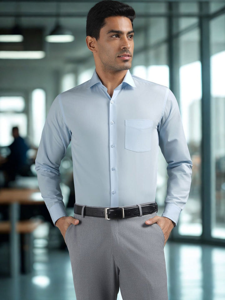 Men Sky Standard Fit Solid Formal Shirt