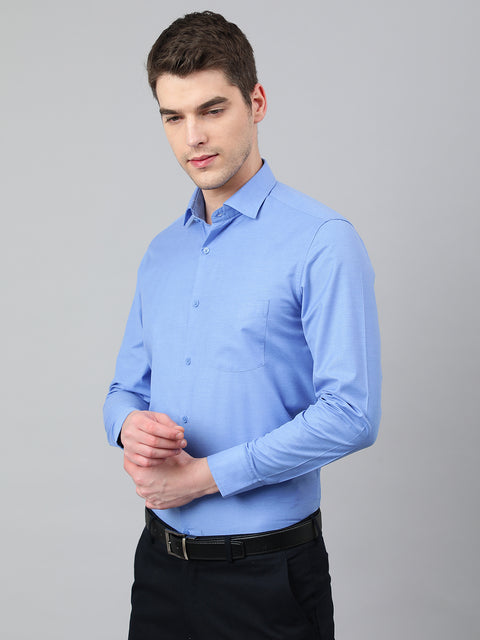 Men Blue Regular Fit Solid Formal Shirt