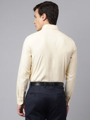 Men Dark Cream Regular Fit Solid Formal Shirt