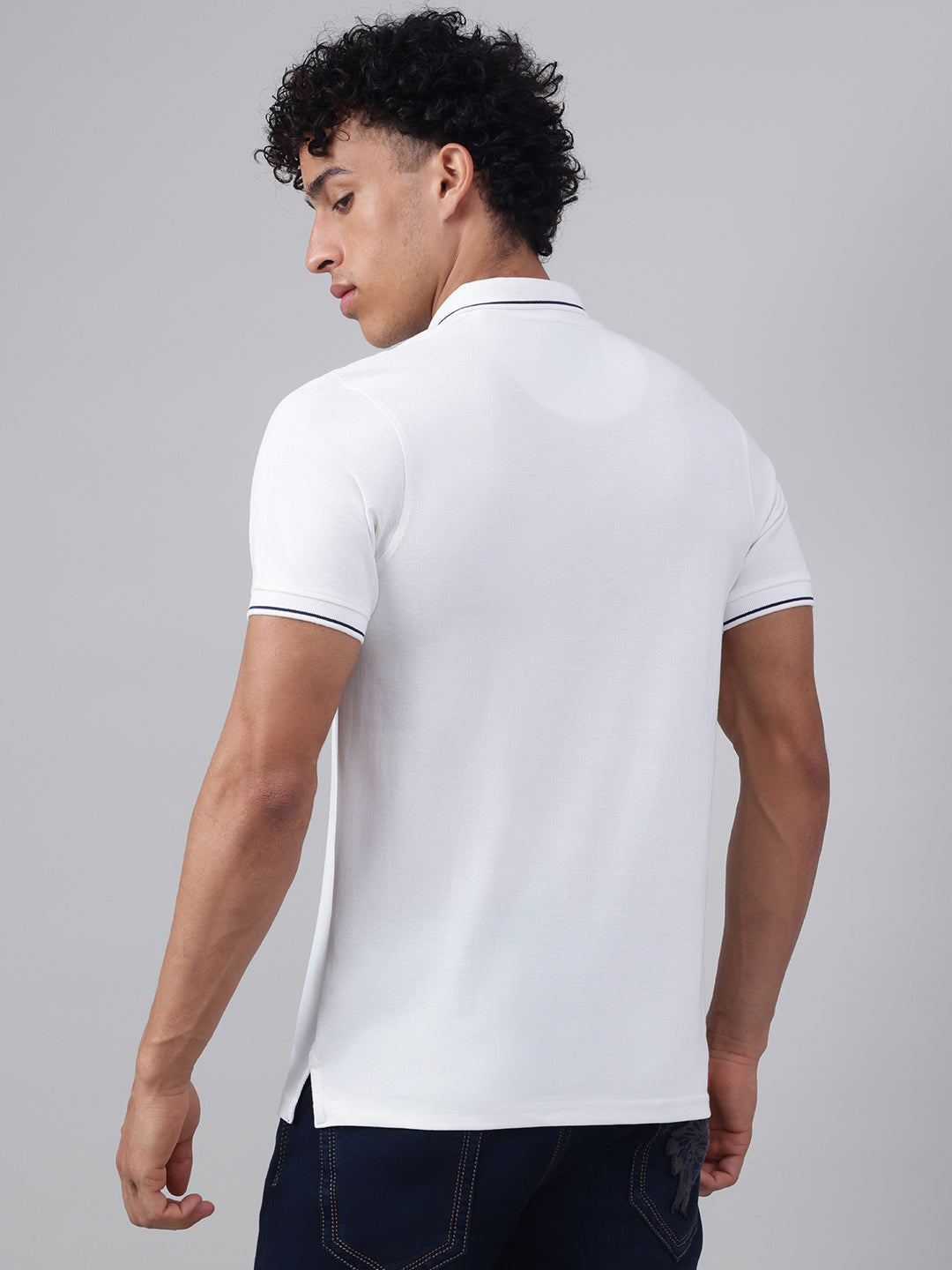 Men Off White Regular Fit Polo Neck t-shirt