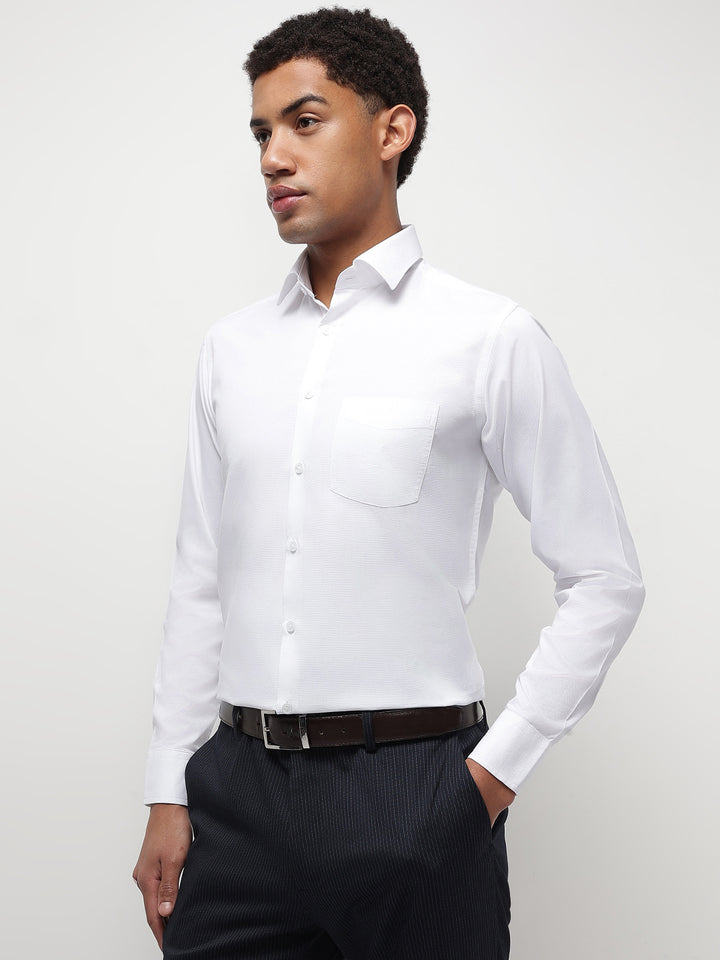 Men White Regular Fit Solid Formal Shirt