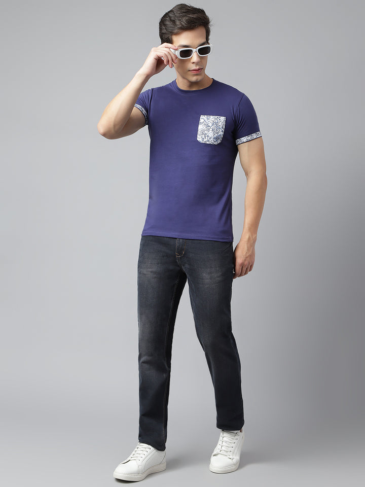Men Dark Indigo Slim Fit Mid Rise Clean Look Stretchable Jeans