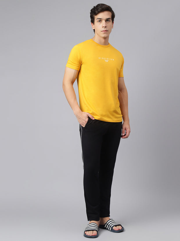 Men Black Slim Fit Mid Rise Solid Lower