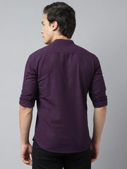 Men Dark Purple Standard Fit Solid Kurta