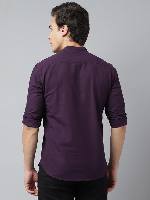 Men Dark Purple Standard Fit Solid Kurta
