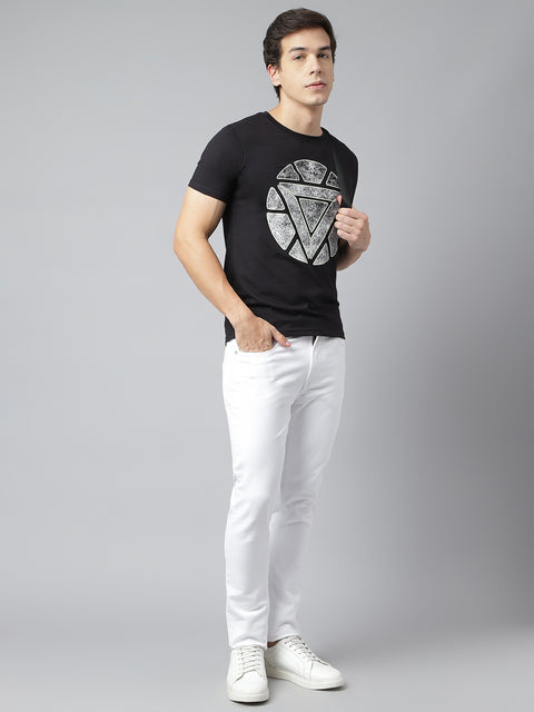 Men White Slim Fit Mid Rise Clean Look Strechable Jeans