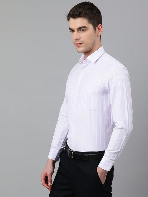 Men Lilac Regular Fit Striped Formal Shirt