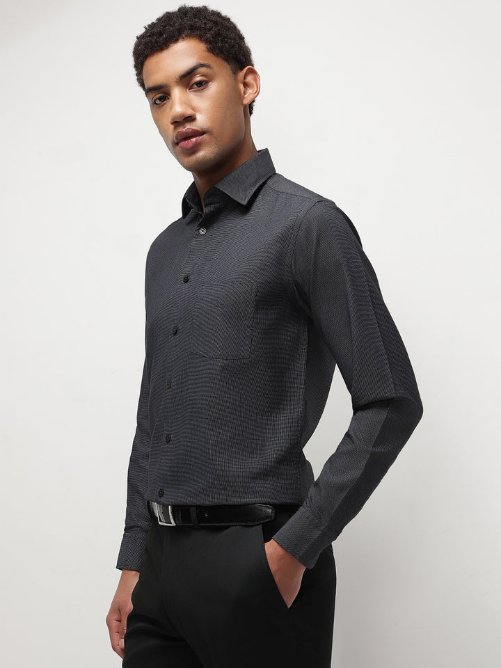 Men Dark Grey Full Sleeve Formal Shirt