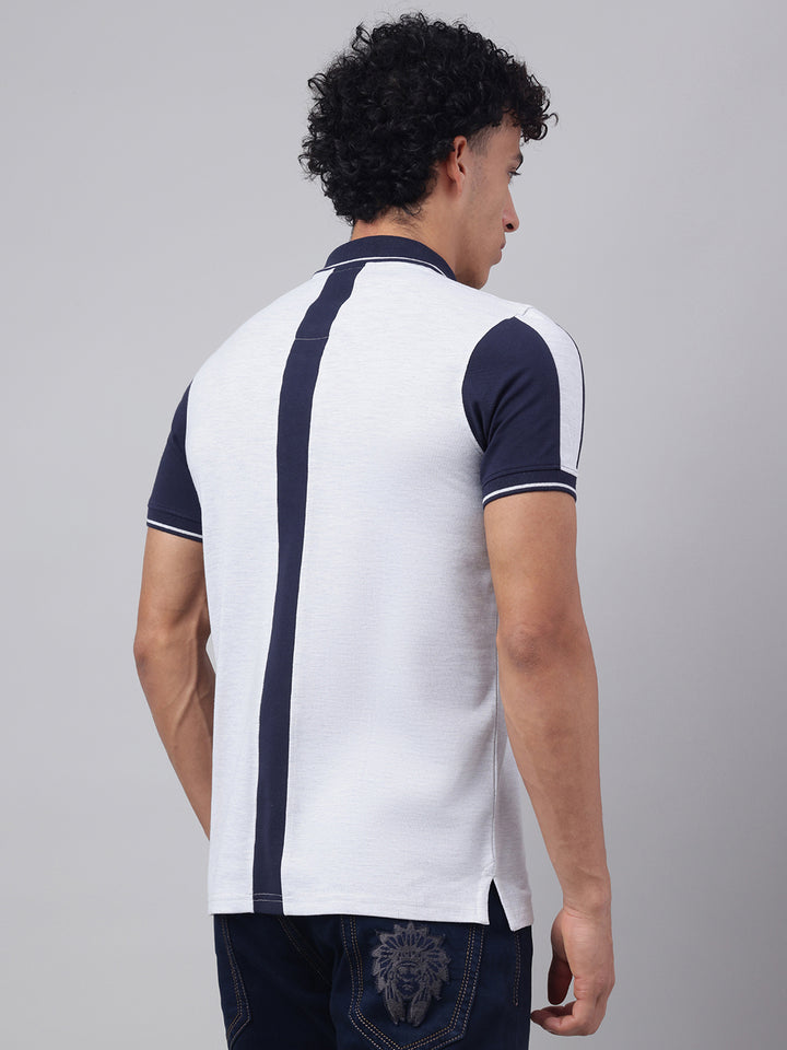Men Ecru Regular Fit Polo Neck t-shirt
