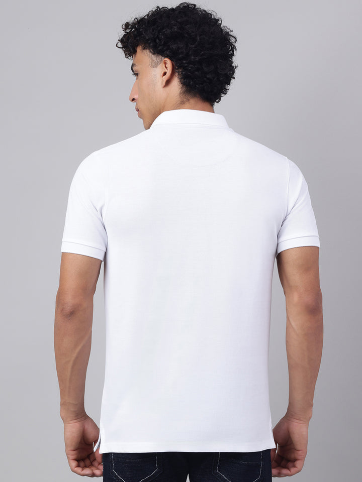 Men White Regular Fit Polo Neck t-shirt
