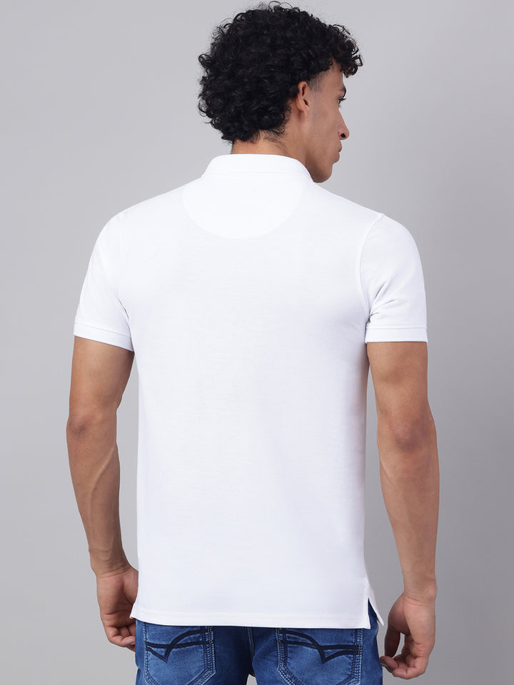 Men White Regular Fit Polo Neck t-shirt