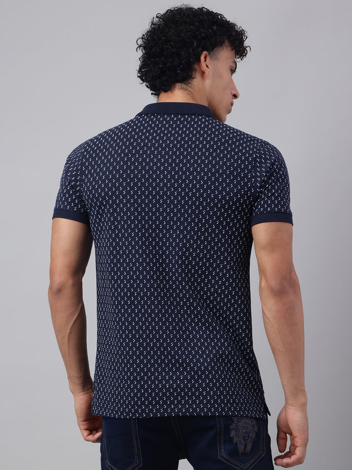 Men Navy Regular Fit Polo Neck t-shirt