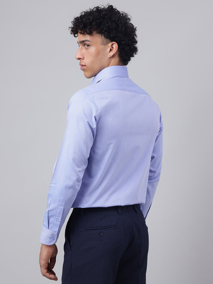 Men Blue Regular Fit Solid Formal Shirt