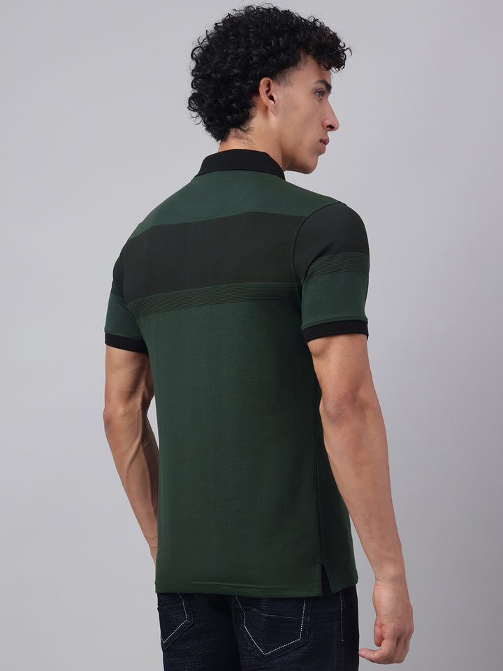 Men Green Regular Fit Polo Neck t-shirt
