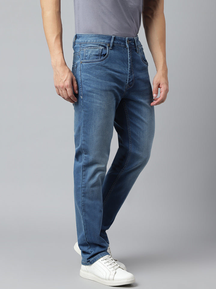 Men Ice Blue Slim Fit Mid Rise Clean Look Stretchable Jeans