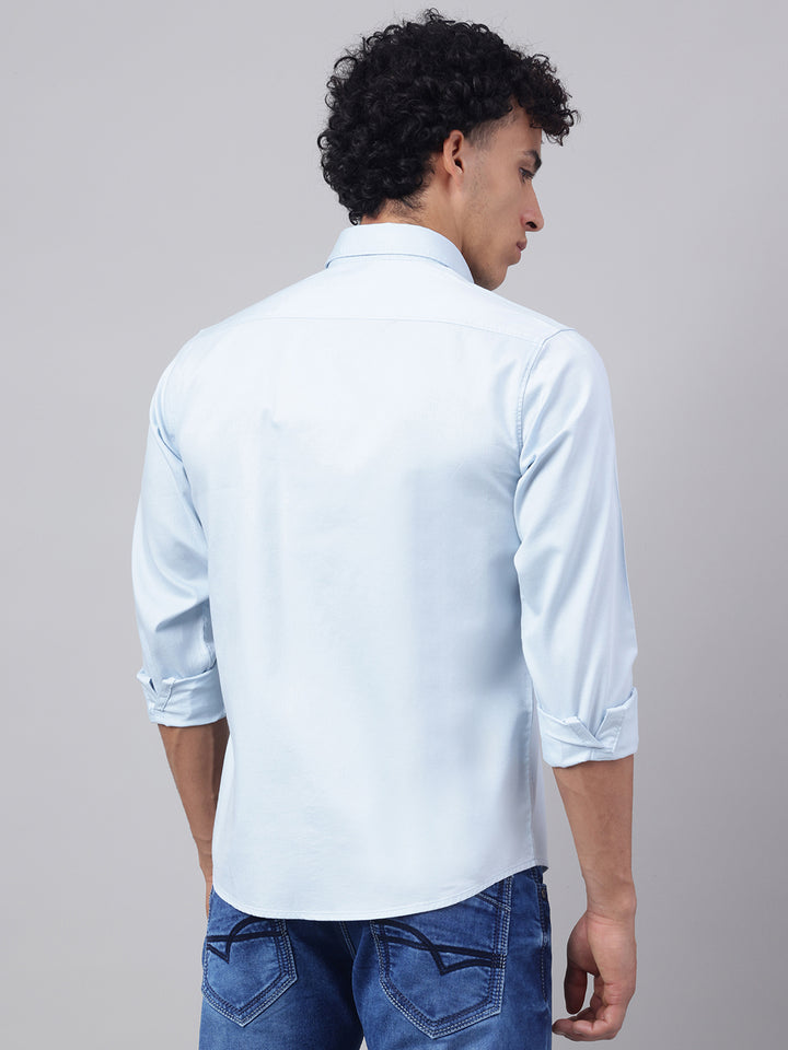 Men Powder Blue Casual Shirt Light Fresh and Stylish