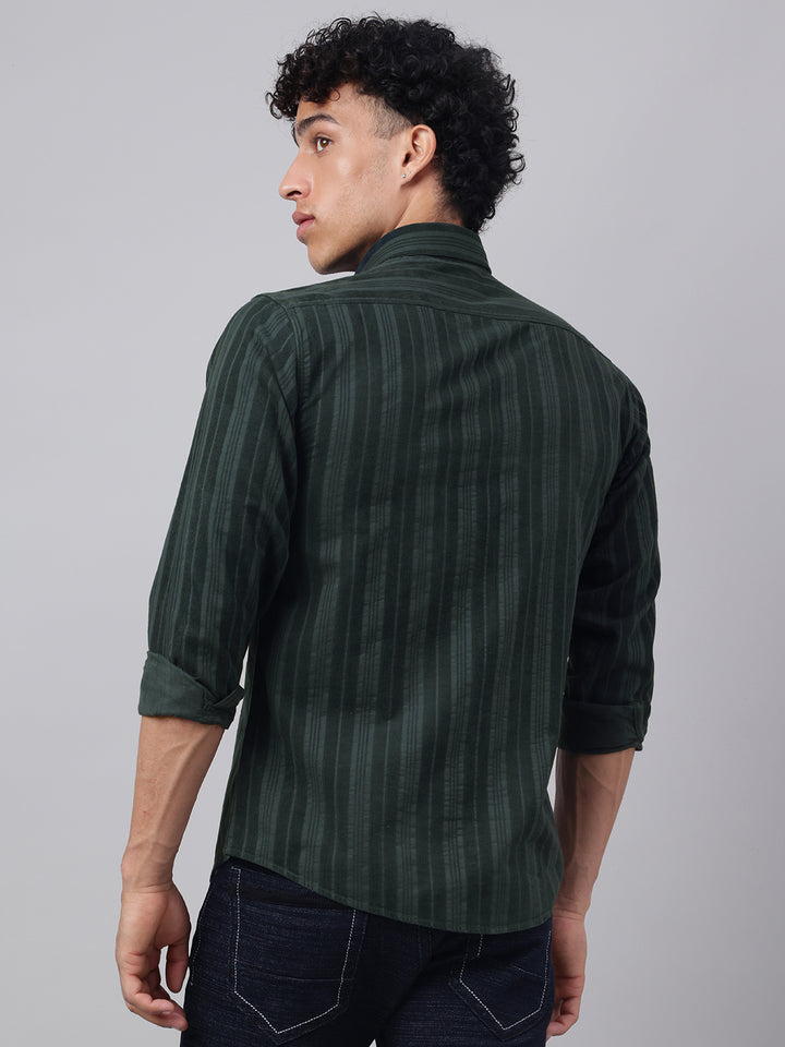 Men Bottle Green Casual Shirt Rich Tone Ultimate Comfort