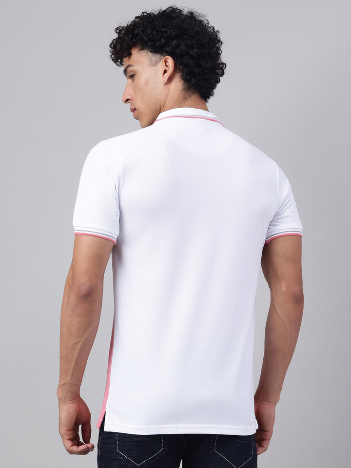 Men Pink Regular Fit Polo Neck t-shirt