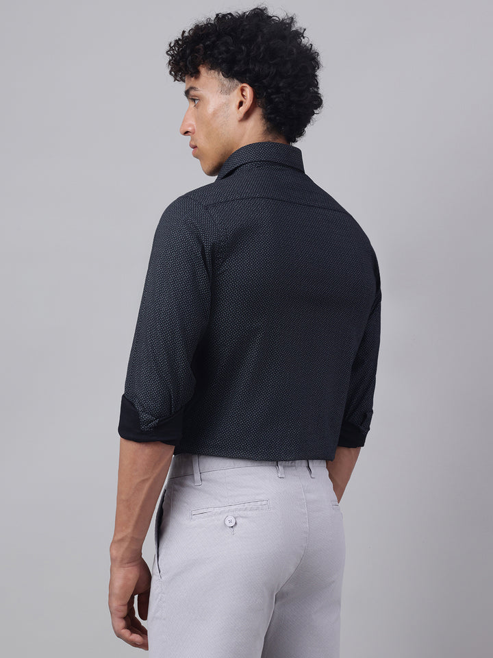 Men Black Grey Club Wear Shirt Shine Bright Stay Stylish