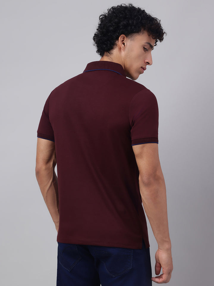 Men Wine Regular Fit Polo Neck t-shirt