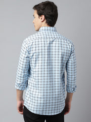 Men Sky Standard Fit Checkered Casual Shirt