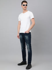 Men Dark Blue Slim Fit Mid Rise Clean Look Strechable Jeans