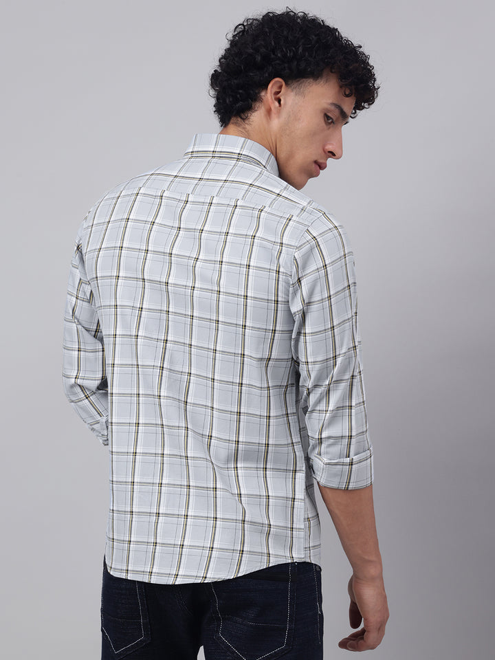 Men Light Grey Check Casual Shirt Effortless Style Everyday Comfort