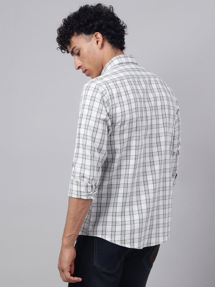 Men Off-White Check Casual Shirt Clean Look Ultimate Comfort