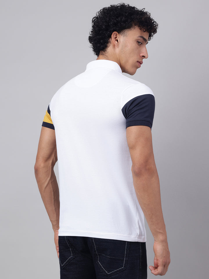 Men White Regular Fit Polo Neck t-shirt