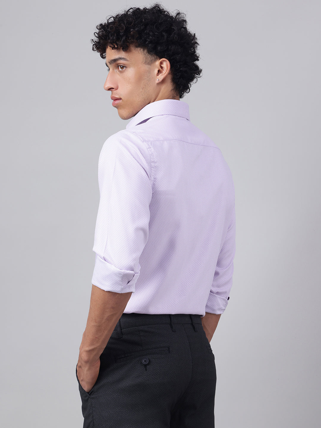 Men Lilac Club Wear Shirt Bold Hue Effortless Glam