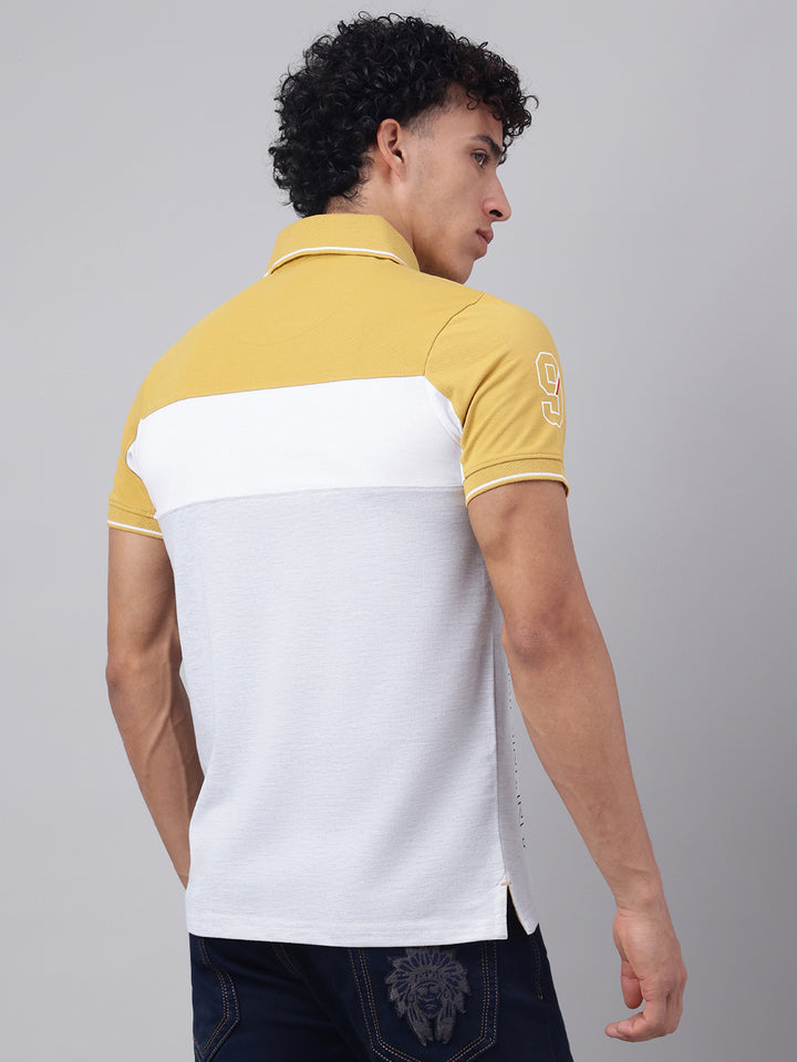 Men Ecru Regular Fit Polo Neck t-shirt