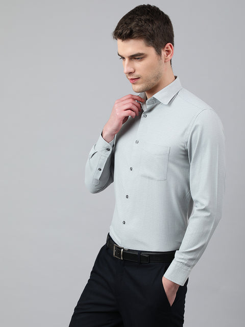 Men Grey Regular Fit Checkered Formal Shirt