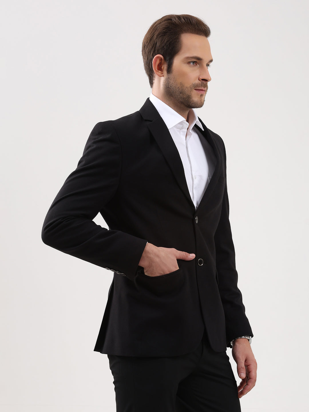 Men's Classic Black Tailored Notch Lapel Blazer