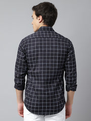 Men Navy Standard Fit Checkered Casual Shirt