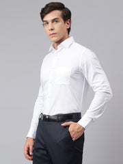 Men White Standard Fit Solid Club Wear Shirt