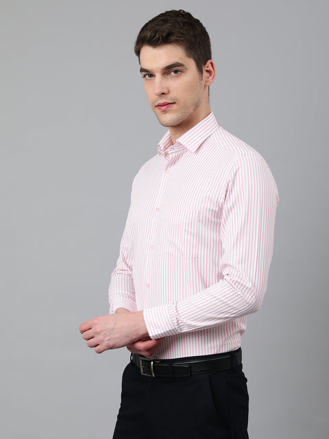 Men Pink Regular Fit Striped Formal Shirt