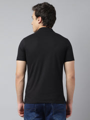 Men Black Regular Fit Printed Hanley Casual T-Shirt