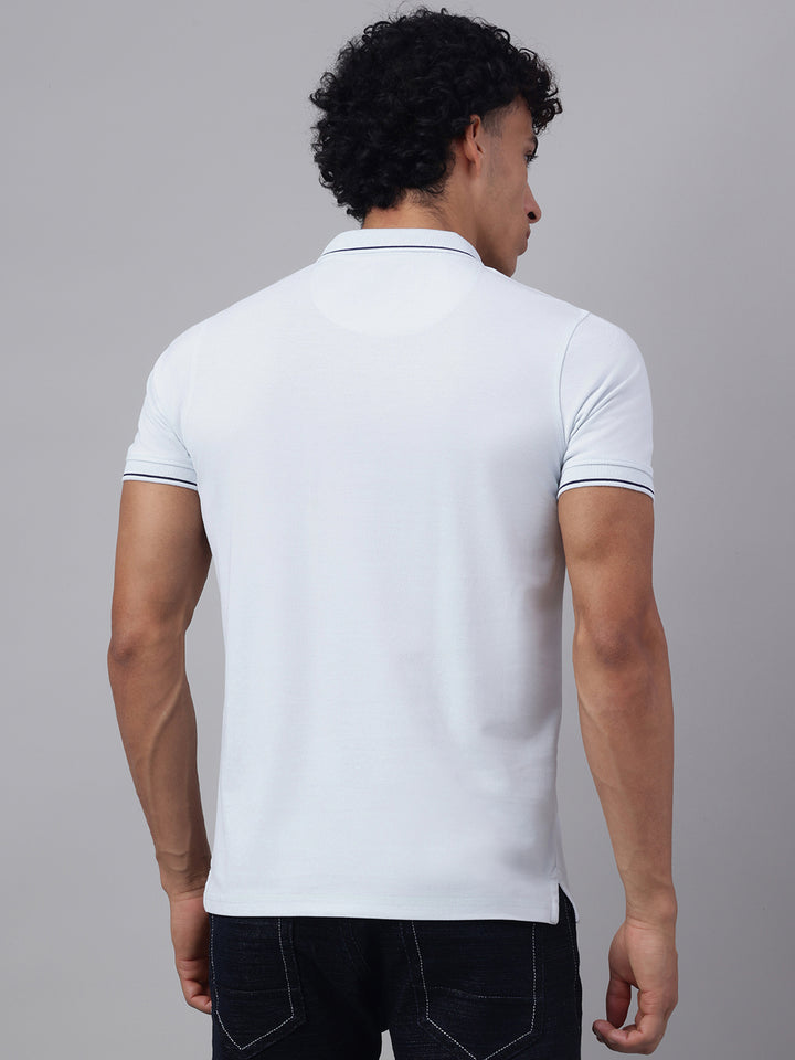Men Light Sky Regular Fit Polo Neck t-shirt