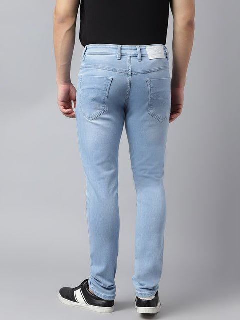 Men Ice Blue Slim Fit Mid Rise Clean Look Strechable Jeans