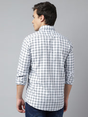 Men White Standard Fit Checkered Casual Shirt