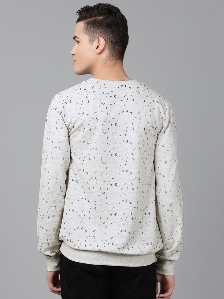 Men Oatmeal Regular Fit Crew Neck Sweat Shirt
