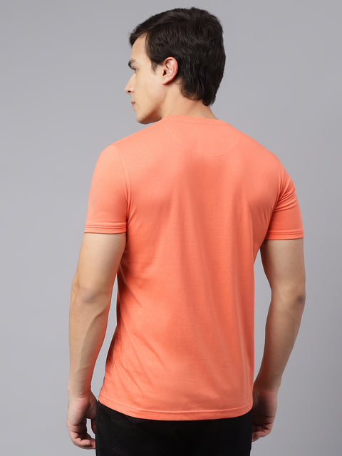 Men Coral Regular Fit Printed Crew Neck Casual T-Shirt