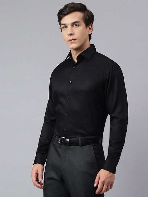 Men Black Regular Fit Solid Formal Shirt