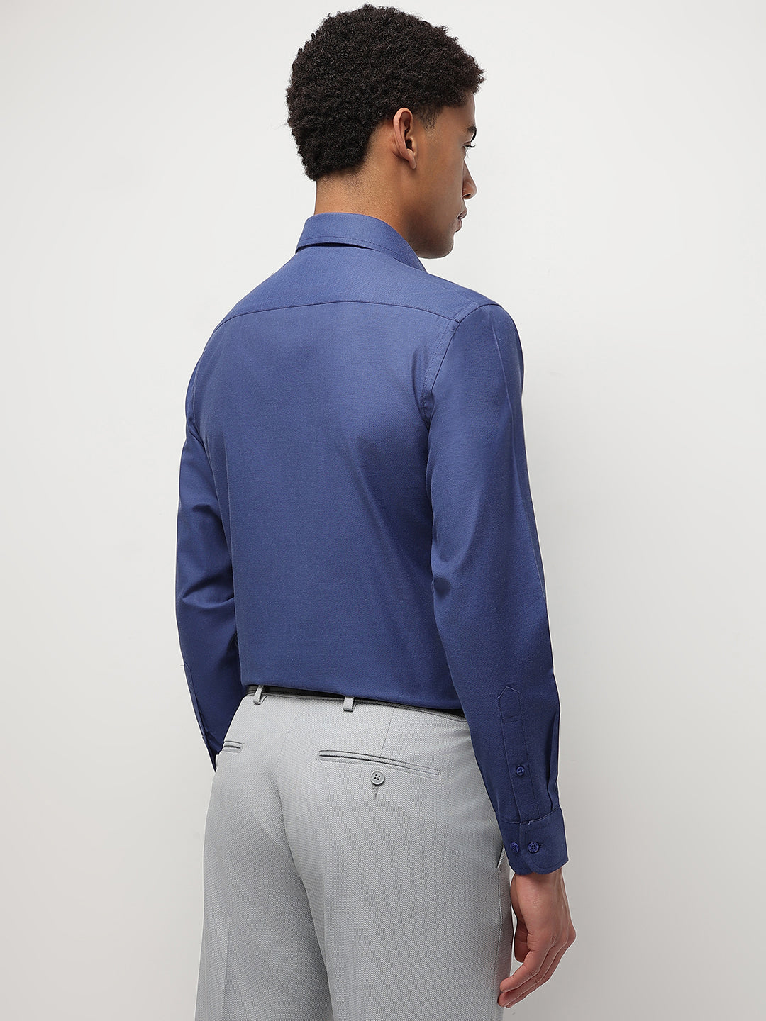 Men Ink Blue Regular Fit Solid Formal Shirt