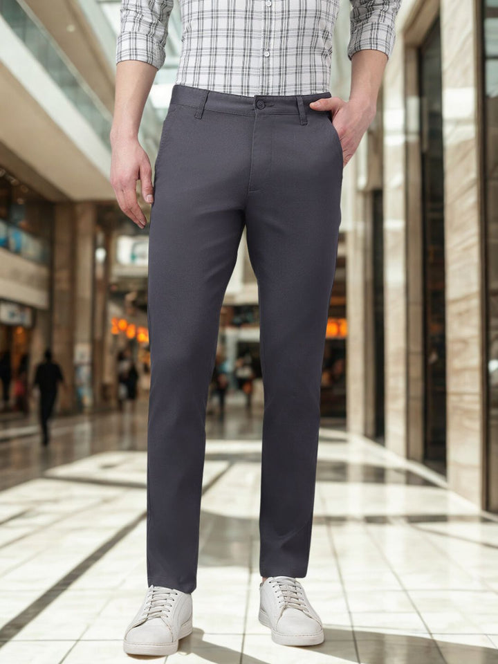 Men Charcoal Grey Slim Fit Chino Pant