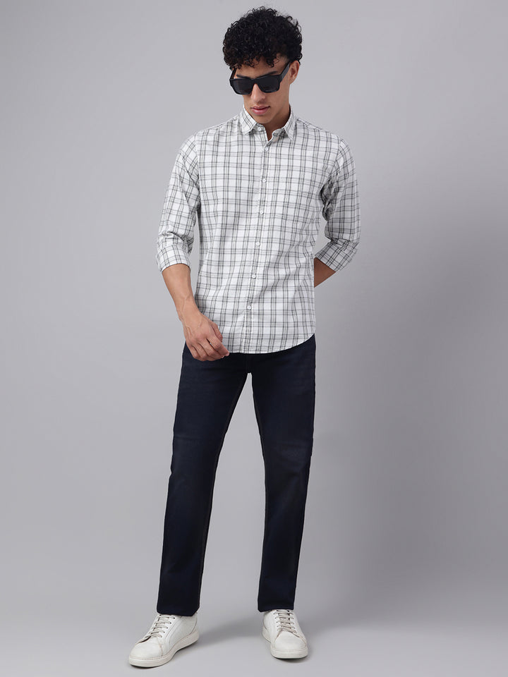 Men Off-White Check Casual Shirt Clean Look Ultimate Comfort